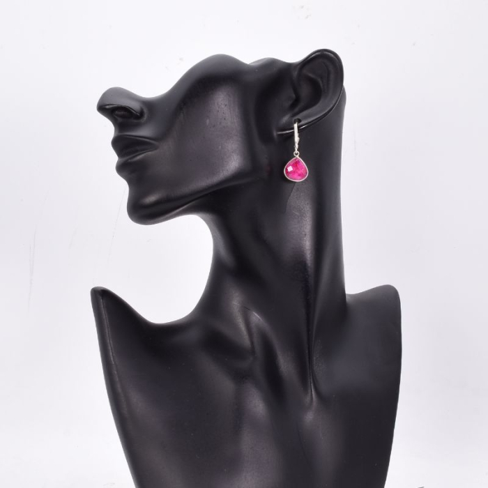 Cercei argint cu rubin, tortita leverback [2]