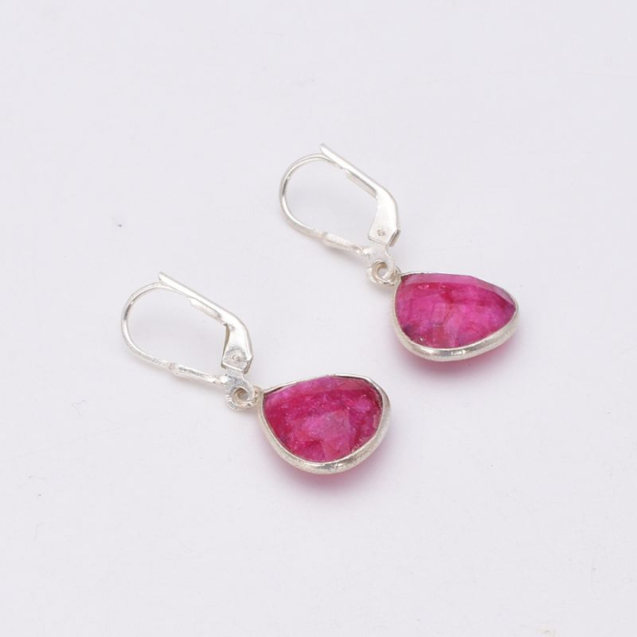 Cercei argint cu rubin, tortita leverback [5]