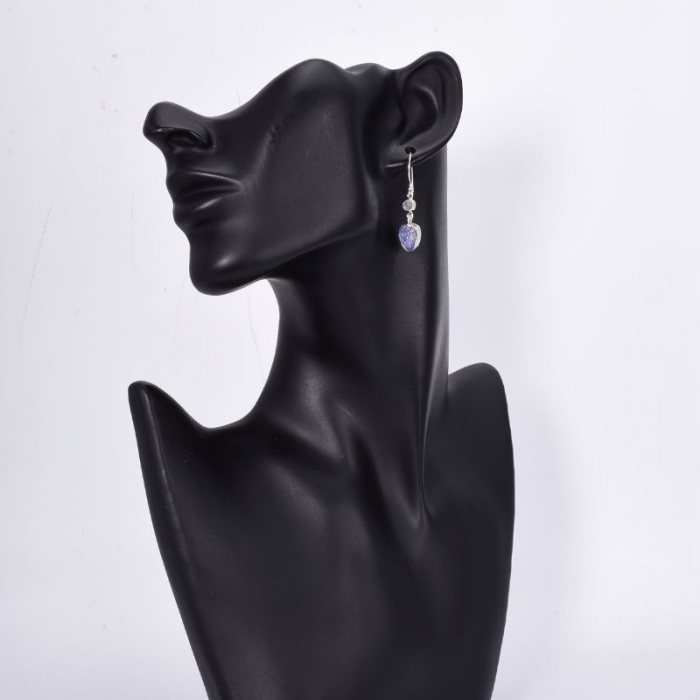 Cercei argint cu tanzanit brut si piatra lunii [3]