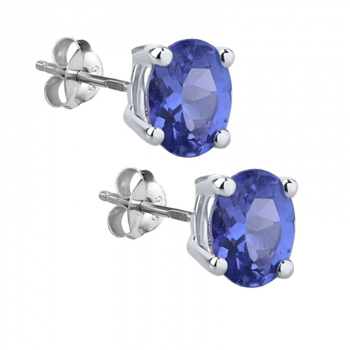 Cercei argint cu tanzanit, mici pe ureche [2]