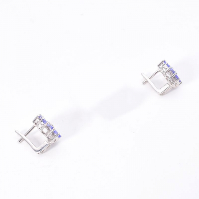 Cercei argint cu tanzanit natural, model floral [3]