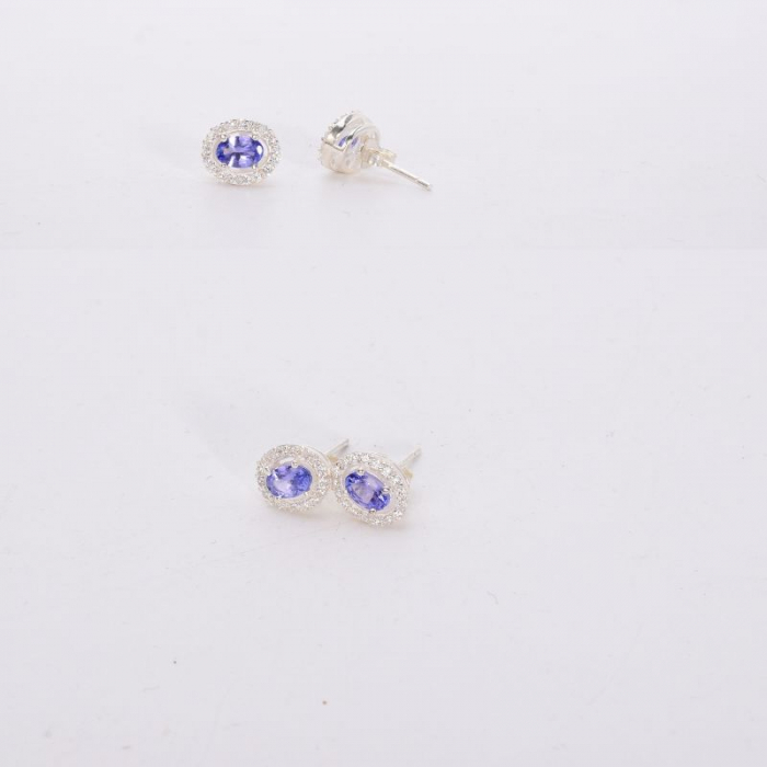 Cercei argint cu tanzanit natural si CZ [3]