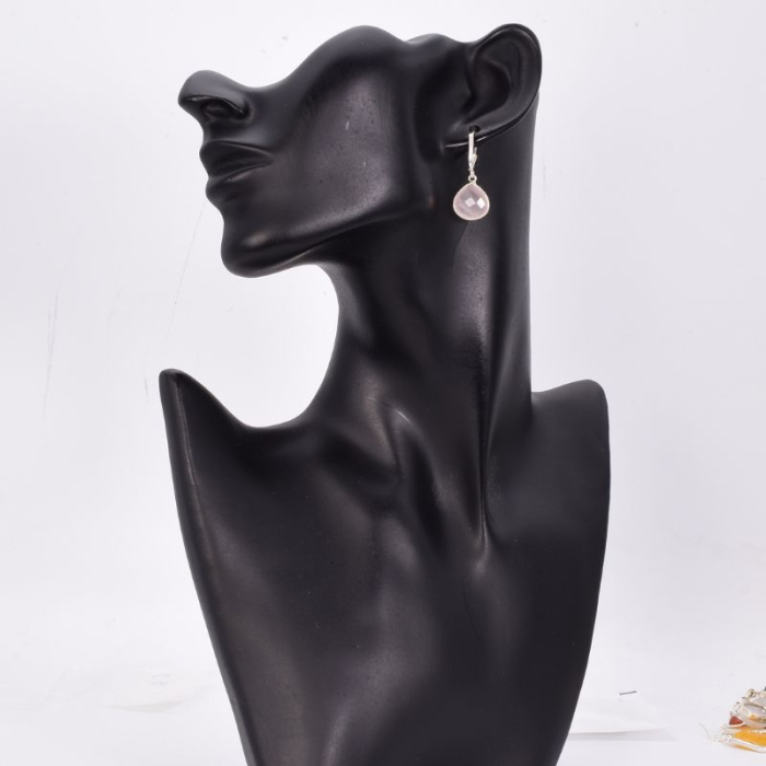 Cercei argint cu tortita - cuart roz fatetat [2]