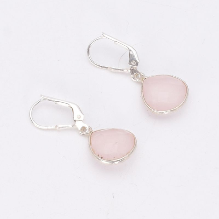 Cercei argint cu tortita - cuart roz fatetat [3]