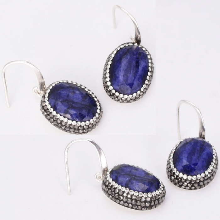 Cercei argint cu tortita - safir, hematit, CZ [3]