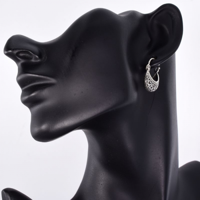 Cercei argint filigran cu tortita model Poseta cu Inimi [2]