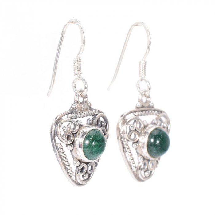 Cercei argint filigran triunghiulari cu jad verde [4]