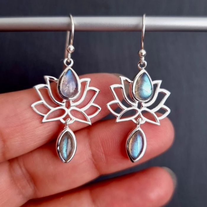 Cercei argint Lotus cu labradorit [2]