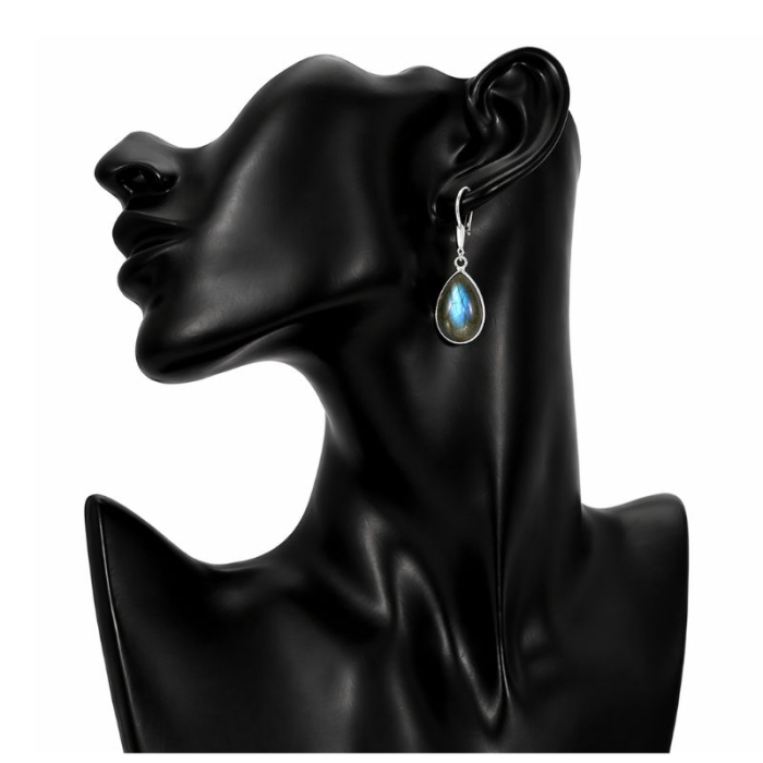 Cercei argint cu labradorit Picaturi, tortita leverback [2]