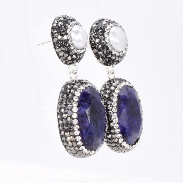 Cercei argint Gratie cu safir, perle, hematit si CZ [2]