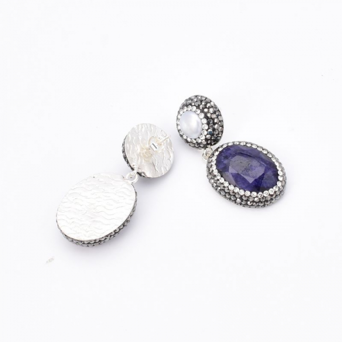 Cercei argint Gratie cu safir, perle, hematit si CZ [6]