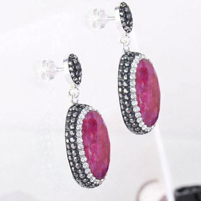 Cercei argint handmade cu rubin, hematit, CZ [2]