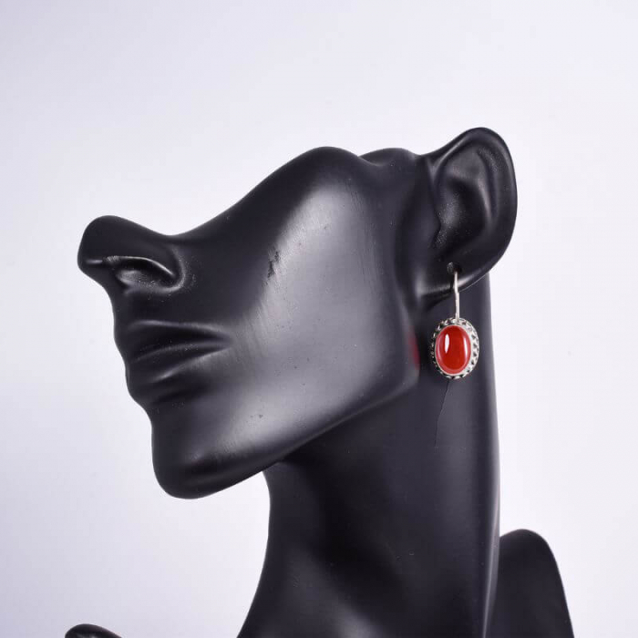 Cercei argint handmade cu tortita, agat rosu [3]