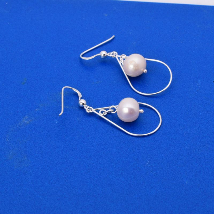 Cercei argint lungi cu perle, forma para, Clopotei [3]