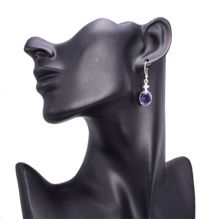 Cercei argint lungi cu pietre iolit ovale, fațetate [3]