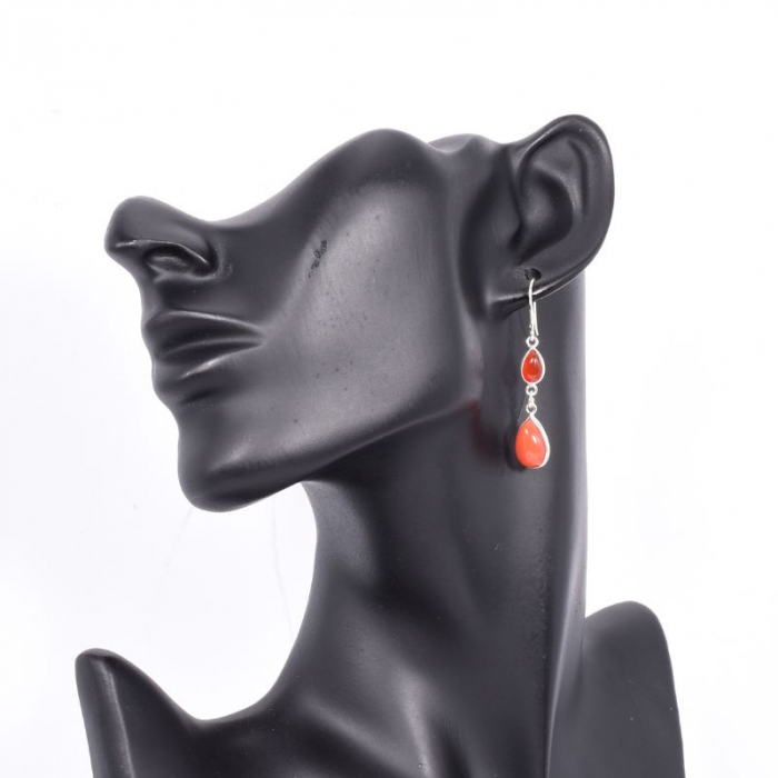 Cercei argint lungi cu carneol Picaturi de Ploaie [3]