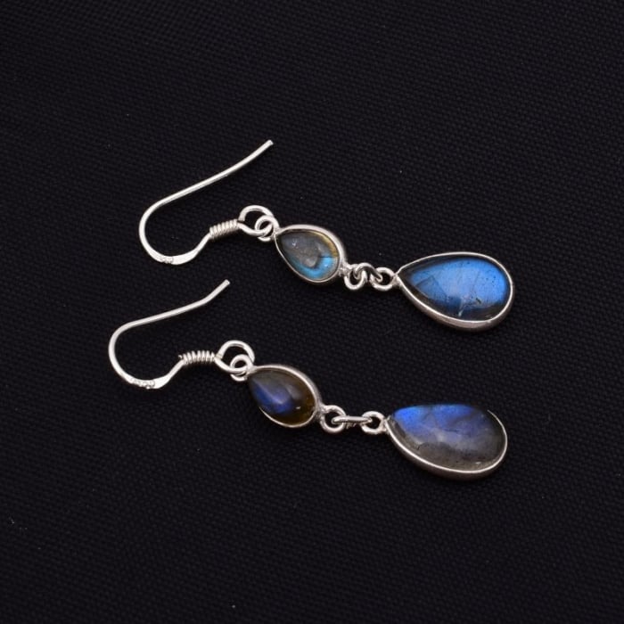 Cercei argint lungi Picaturi de Ploaie cu labradorit [2]