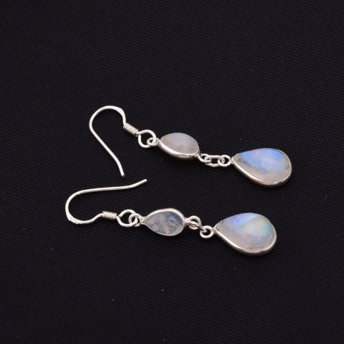 Cercei argint lungi cu piatra lunii Picaturi de Ploaie [2]