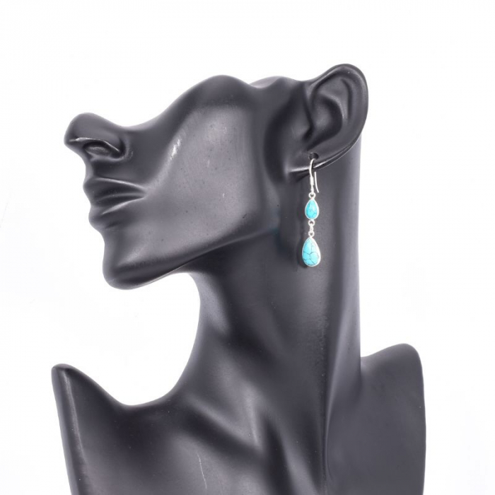 Cercei argint lungi cu turcoaz Picaturi de Ploaie [3]