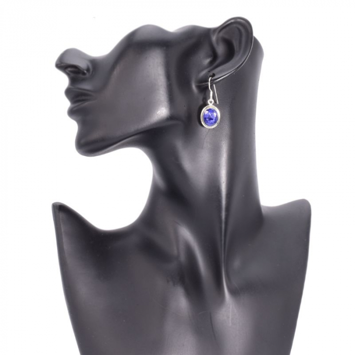 Cercei argint lungi safir oval fatetat handmade in India [3]