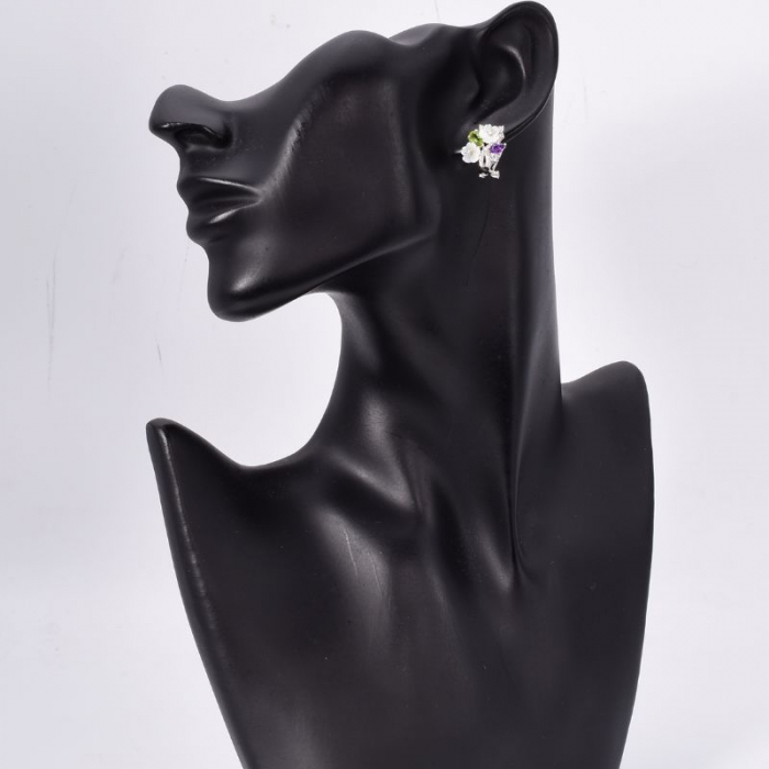 Cercei argint model floral cu sidef, ametist, peridot sI CZ [3]