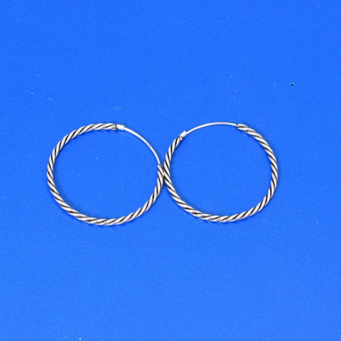 Cercei argint patinat creole funie rasucita [3]