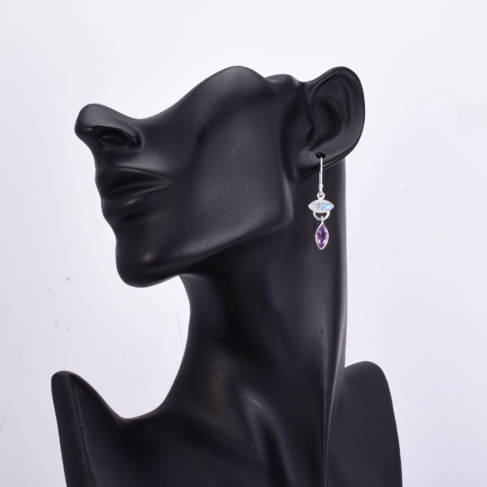 Cercei argint piatra lunii si ametist Romantism cu Liliac [3]