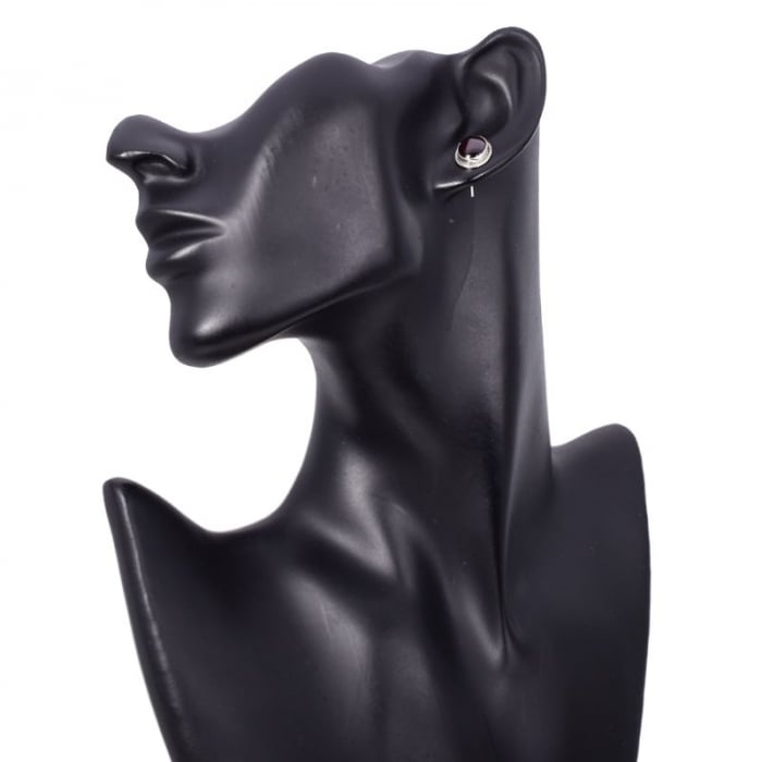 Cercei argint granat Funie Rasucita [3]