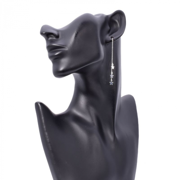 Cercei argint prin ureche cu lantisor Stele Cazatoare [2]