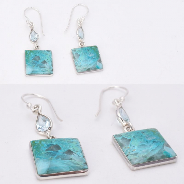 Cercei argint cu quantum quattro si topaz albastru [2]