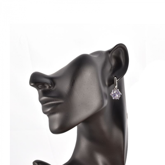 Cercei argint rodiat cu tanzanit, model floral [2]