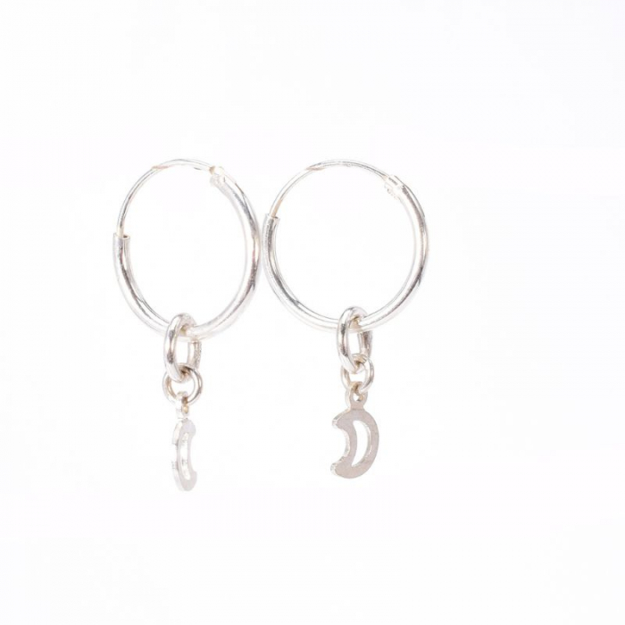 Cercei argint rotunzi - simbol Luna [4]