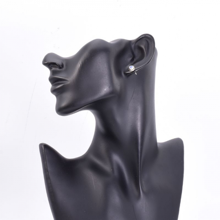 Cercei argint rotunzi piatra lunii, model funie rasucita [2]