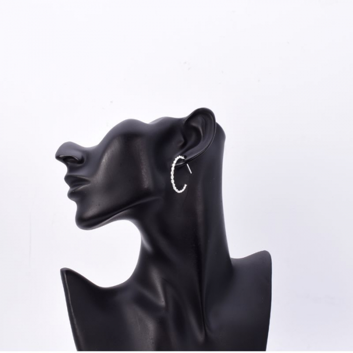 Cercei argint semicerc funie rasucita, tip creole [2]