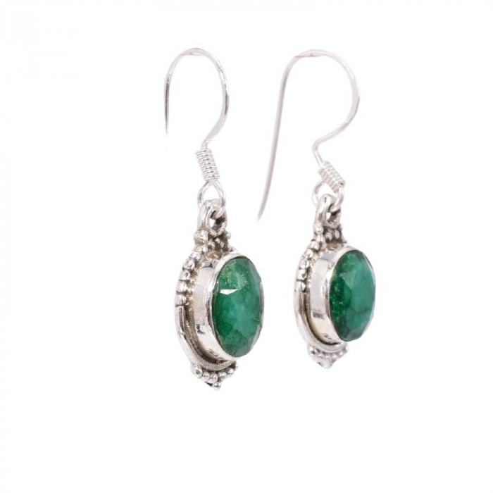 Cercei argint smarald natural oval Cleopatra [2]