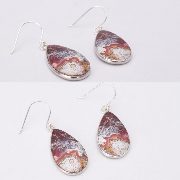 Cercei argint statement cu agat mexican Straturi Dantelate [4]