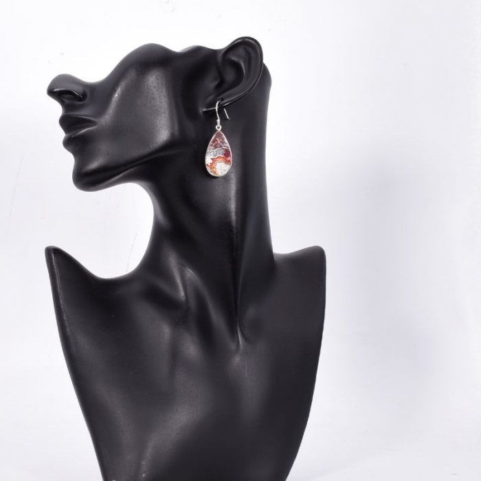 Cercei argint statement cu agat mexican Straturi Dantelate [2]