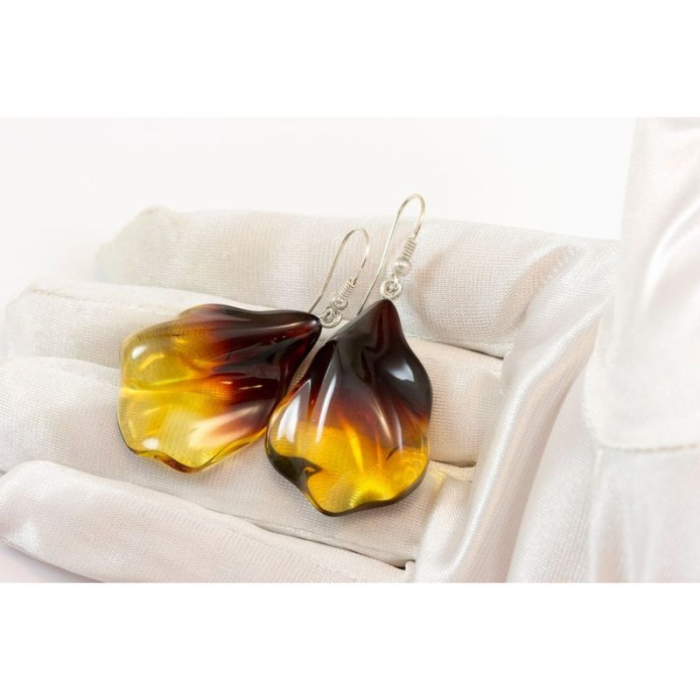 Cercei argint cu chihlimbar ombre Golden Sunset [2]