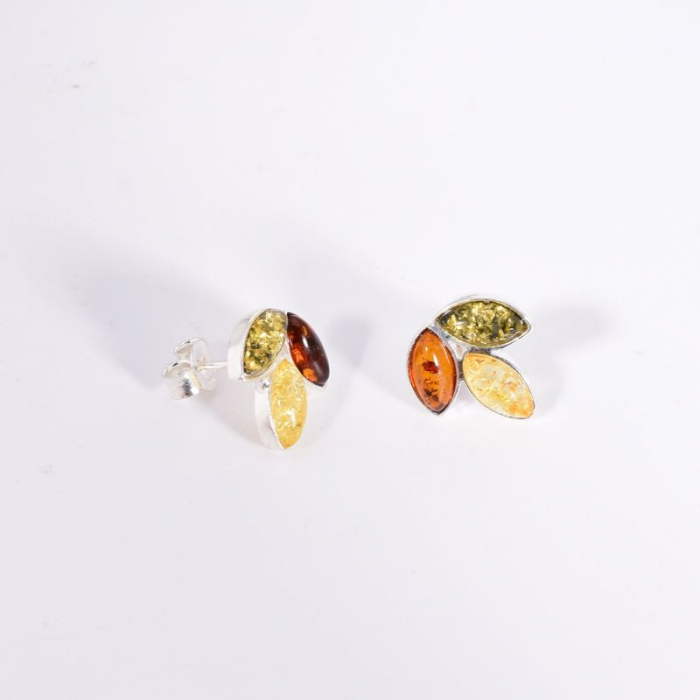 Cercei argint Trio cu pietre chihlimbar multicolor [4]