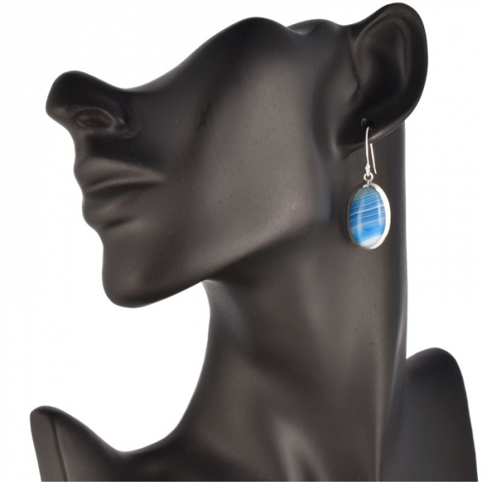 Cercei cu agat albastru Botswana din argint [4]