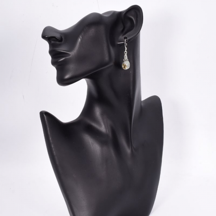 Cercei cu citrin din argint, model filigran [2]