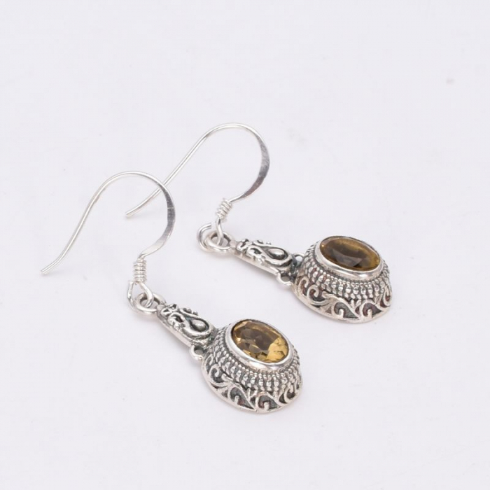 Cercei cu citrin din argint, model filigran [3]