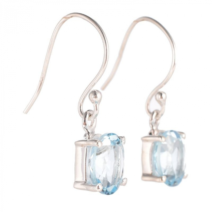 Cercei argint cu tortita piatra topaz albastru [2]