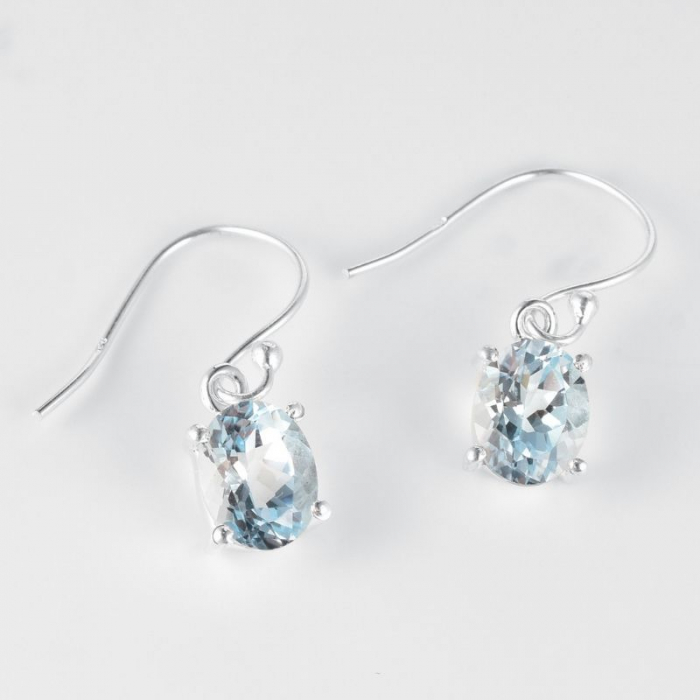 Cercei argint cu tortita piatra topaz albastru [3]