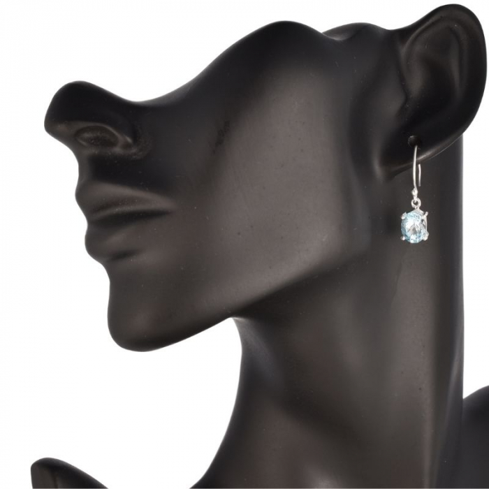 Cercei argint cu tortita piatra topaz albastru [4]