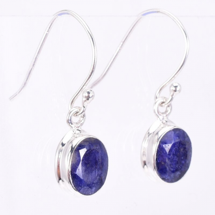 Cercei cu safir albastru oval din argint [2]