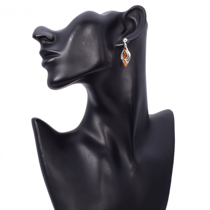 Cercei de argint cu chihlimbar baltic coniac [2]