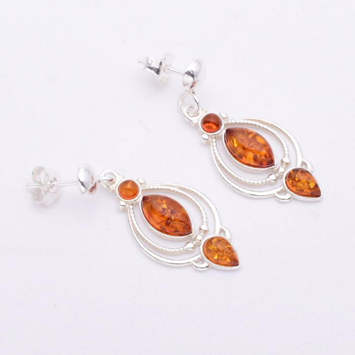 Cercei de argint cu chihlimbar baltic coniac [3]