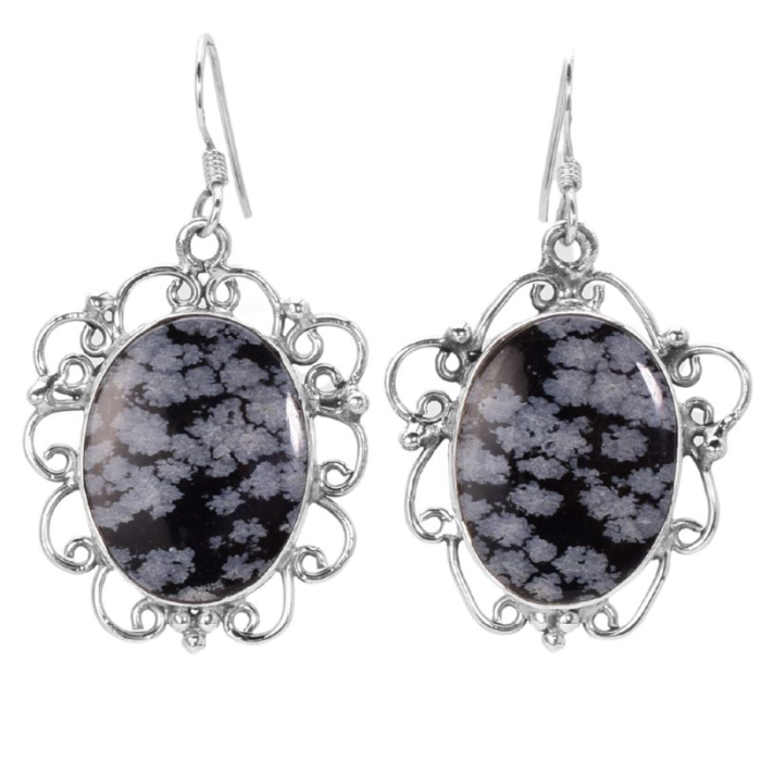 Cercei de argint cu obsidian fulg de nea [1]