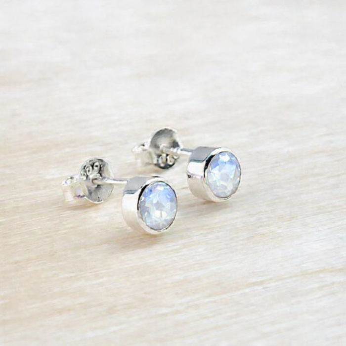 Cercei de argint cu piatra lunii rotund [2]